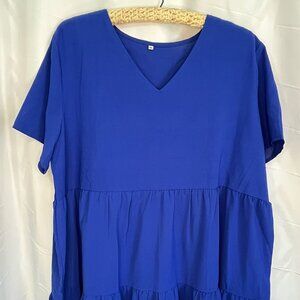 2X Royal Blue Tiered Babydoll Dress Tunic